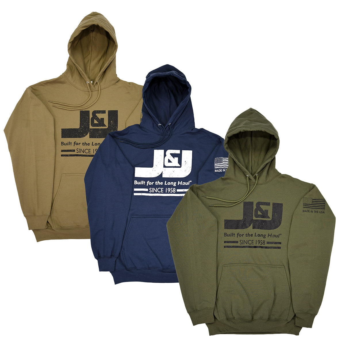 J&J Unisex Pullover Hooded Sweatshirt with Large Logo
