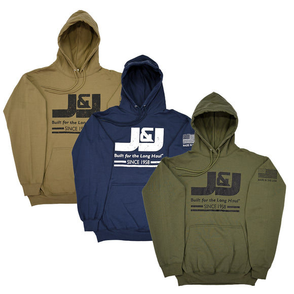 J&J Unisex Pullover Hooded Sweatshirt with Large Logo