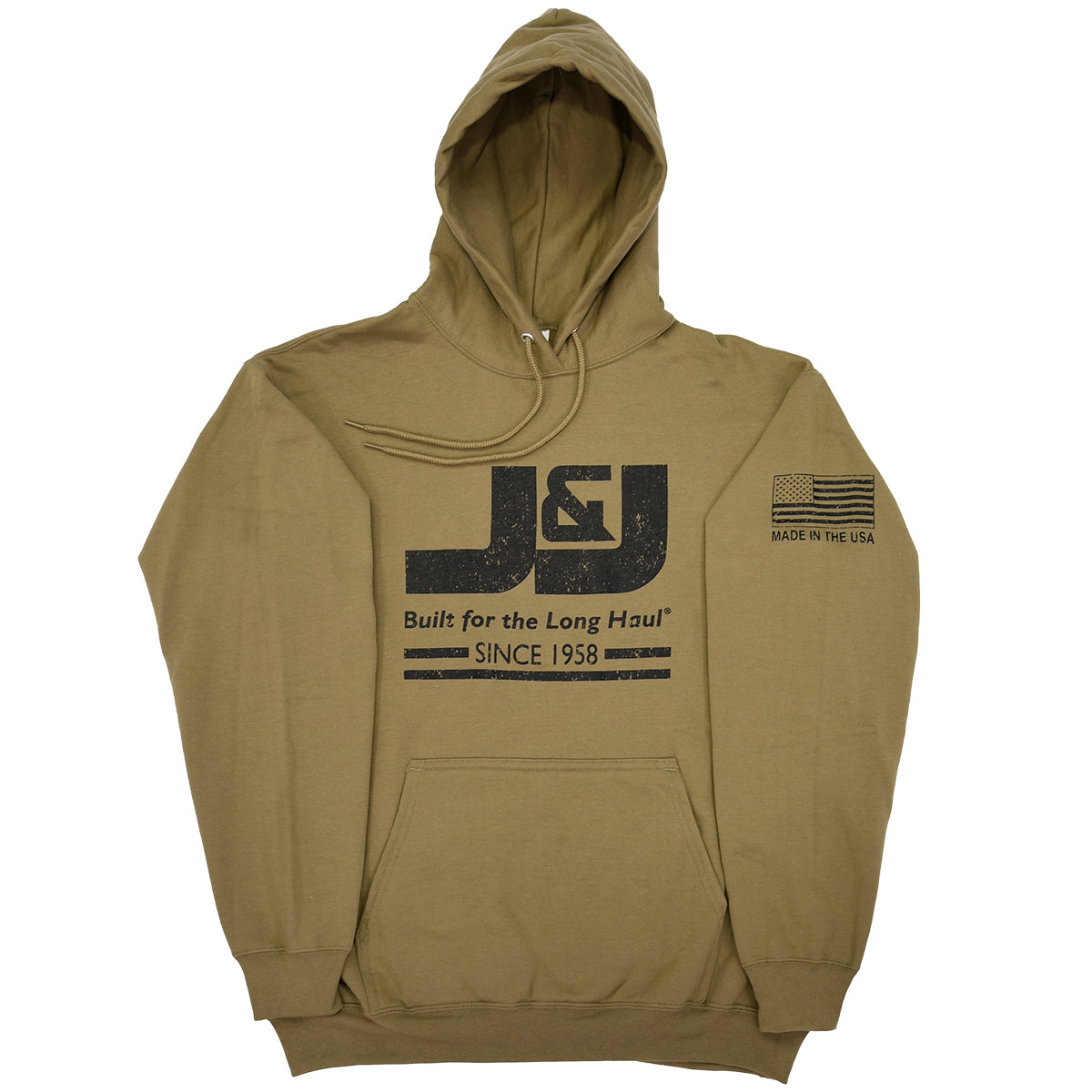 Buy khaki J&amp;J Unisex Pullover Hooded Sweatshirt with Large Logo