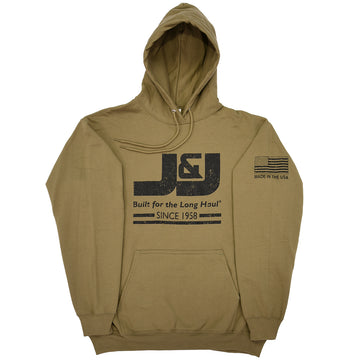 Buy khaki J&amp;J Unisex Pullover Hooded Sweatshirt with Large Logo